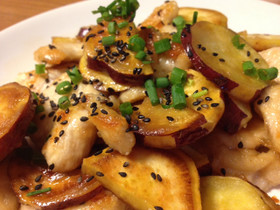 鶏胸肉とさつまいもの甘酢炒め