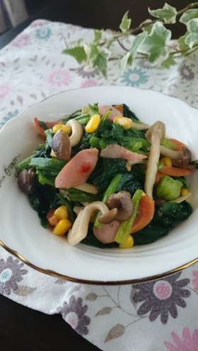 朝食やお弁当に★具沢山ほうれん草のソテー