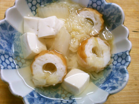 白だしで 簡単 白菜 竹輪 豆腐の 煮物