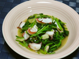 タコとほうれん草のガーリック炒め