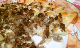 ひき肉とポテトの重ねチーズ焼き♪