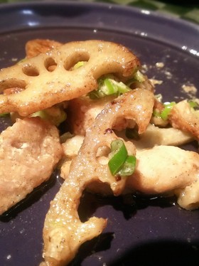 レンコンと鶏肉のガーリックマヨ炒め