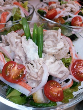 野菜たっぷりの豚しゃぶサラダ