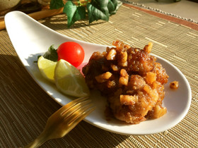 一口鶏もも✿カリコリ胡桃甘辛焼き