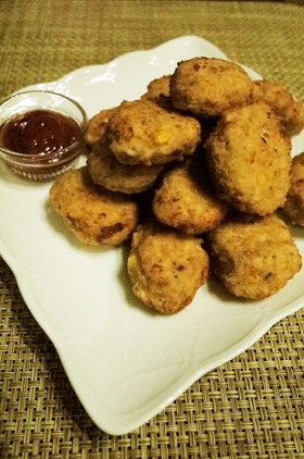 エリンギ＊コーン入りチキンナゲット