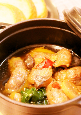 おうちでバル♪砂肝とエリンギのアヒージョ