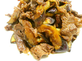 牛こま切れと茄子いため☆すき焼き風☆