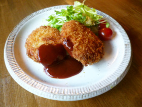 鶏としめじのメンチカツ♪