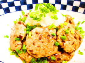 あまからダレかけの茄子入り鶏団子