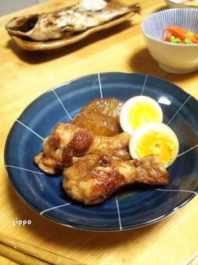 冬大根と手羽元の親子照り焼き