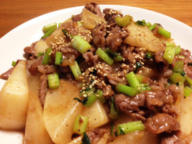 牛肉とかぶの照り炒め。