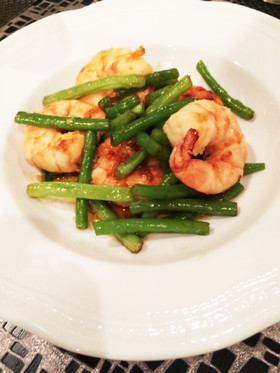 塩麹ガーリックシュリンプといんげん