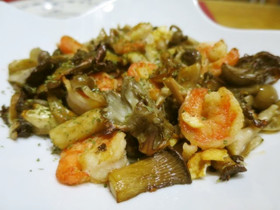 エビとキノコのロースト