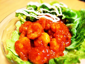 ぷりっぷり♫本格エビチリソース炒め^^