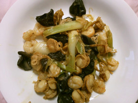 海老 ホタテ キクラゲの オイスター炒め