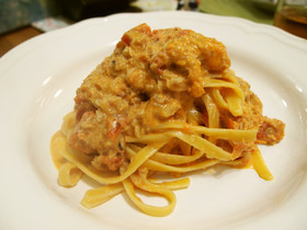 絶品★蟹のトマトクリームパスタ