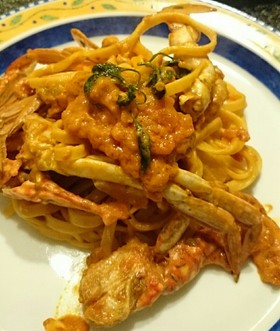 ワタリ蟹のトマトソースリングイネ