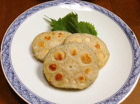 はんぺん明太のれんこんはさみ焼