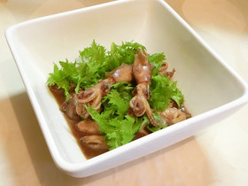 イカの味噌煮とわさび菜