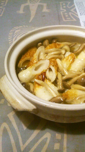 気軽な土鍋　竹輪と茸のアヒージョ