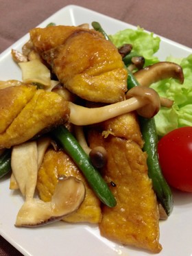 ♬鯖とキノコのカレー風味照り焼き