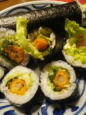 節分☆恵方巻！太巻き寿司♪エビフライ