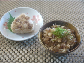 氷こんにゃくそぼろの　混ぜご飯＆お握り♡