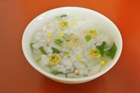 ケロヨン流鮮やか七草粥＆プチキャラデコ