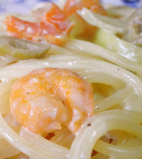 干し海老のクリームパスタ