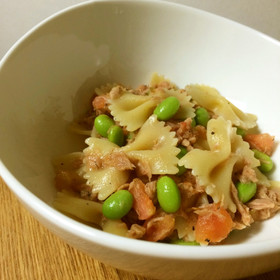 ツナとトマトと枝豆のパスタ