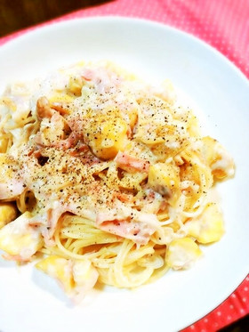 なかなかイケる♡栗のクリームパスタ♪