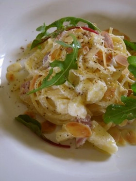 マスカルポーネと生ハムと林檎の和えパスタ