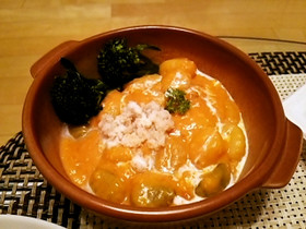 クリスマス色♡蟹のトマトクリームニョッキ