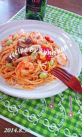 くにしゃんのエビとトマトのパスタ♪