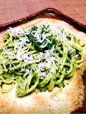 【10分】シラスと春菊のジェノバ風パスタ
