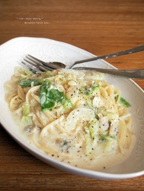 柚子胡椒風味♡シーフード豆乳スープパスタ