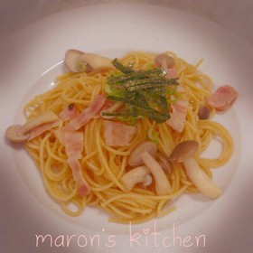 きのことベーコンの和風♪バター醤油パスタ