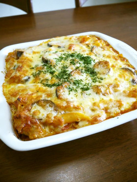 鶏肉と茄子のトマトクリームグラタン♪