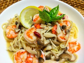 しめじと海老のパスタ