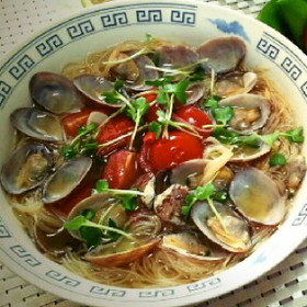 簡単！アサリの酒蒸し汁ビーフン♪