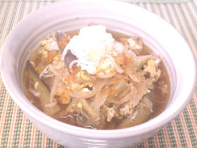 茄子の卵とじにゅうめん
