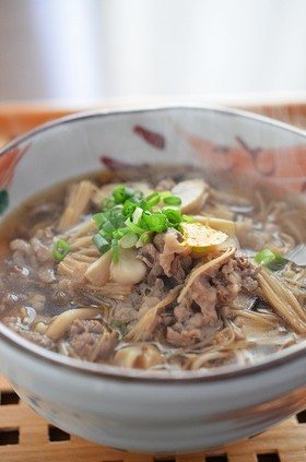 簡単！牛きのこ蕎麦