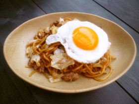 挽肉とキャベツの焼きそば♪