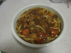 残りのカレーのカレーうどん