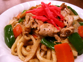 さっぱりスパイシー♪生姜醤油de焼うどん