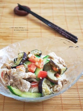 夏野菜と塩トマトのスタミナそうめん