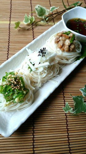 納豆オクラ長芋盛り☆orぶっかけそうめん