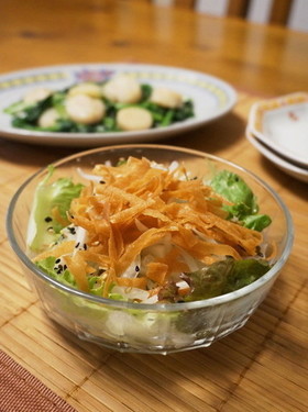 パリパリ☆春巻きの皮で中華サラダ