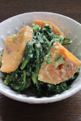 アボカドがナイス！春菊と柿のサラダ