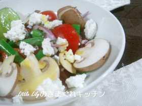 いんげんとトマトとマッシュルームのサラダ